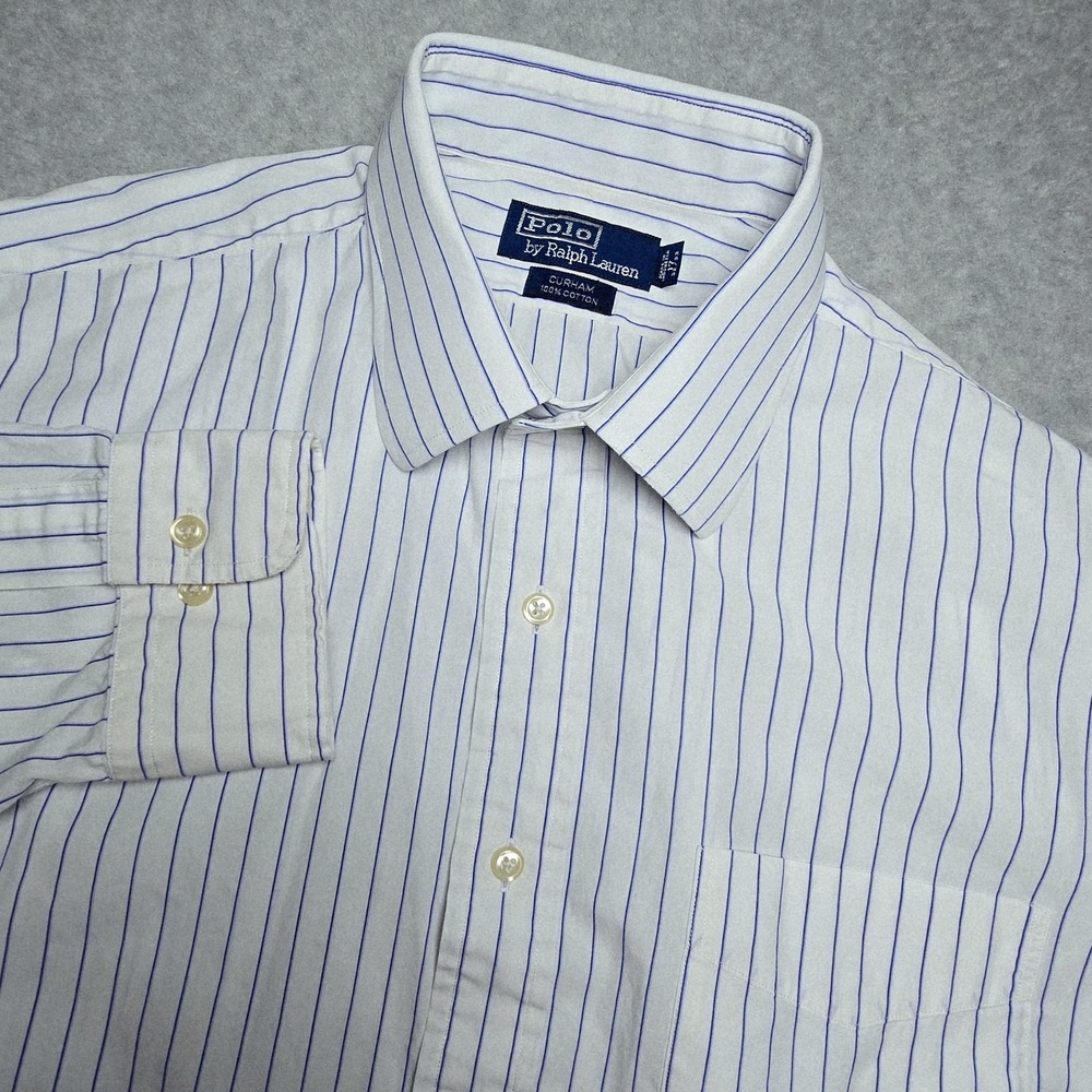 Polo Ralph Lauren Shirt Mens  17 32/33 Curham Pin Striped Long Sleeve Button Up